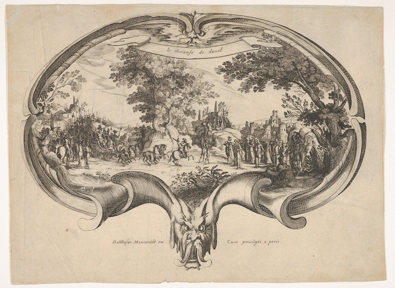 Triumf Dawida, od fana Jacques Callot autorstwa Charles Nicolas Cochin