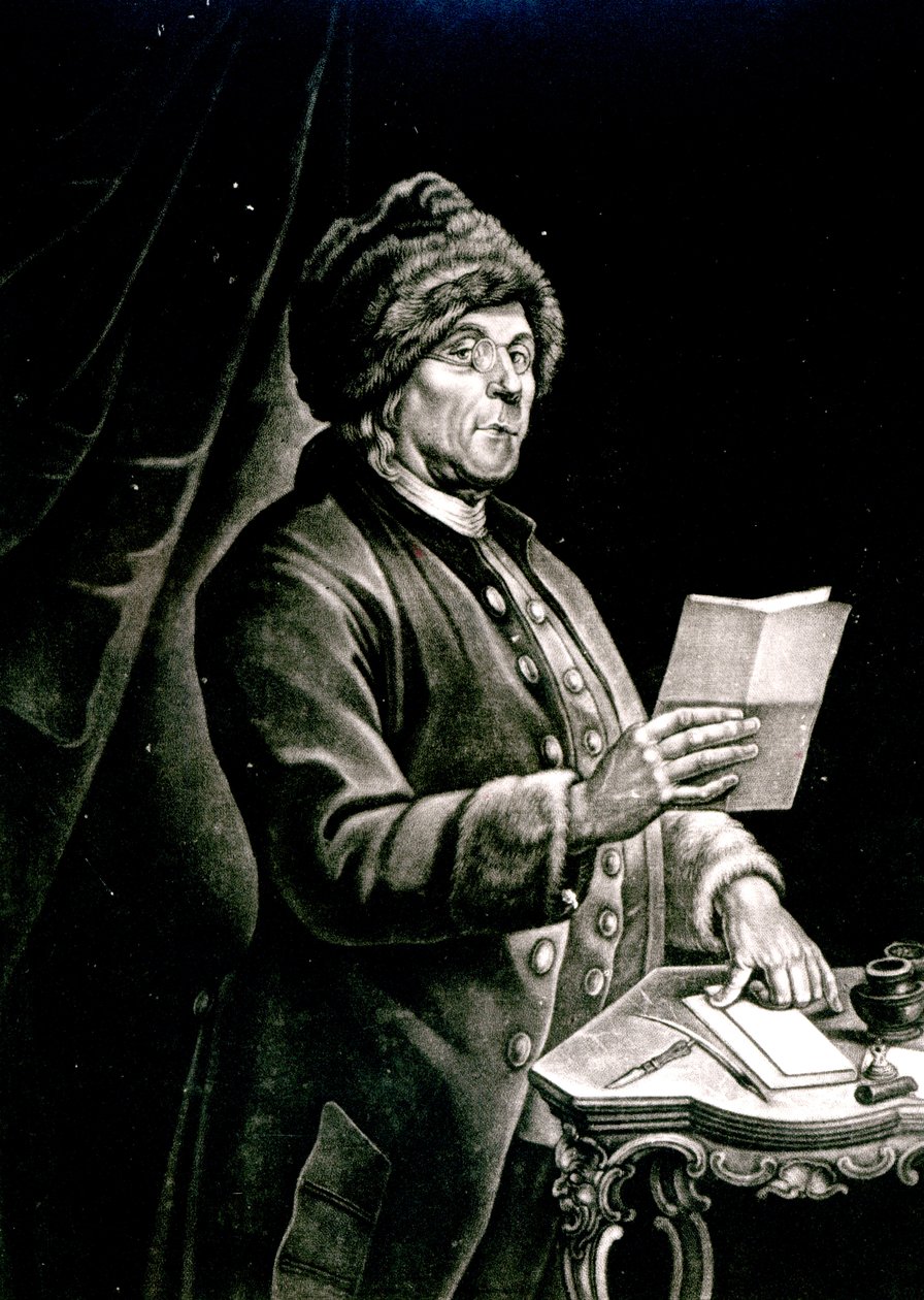 Portret Benjamina Franklina, 1777 (lito) (zdjęcie bw) autorstwa Charles Nicolas II Cochin