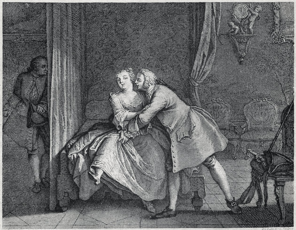 Uszy i ilustracja regału na formy dla Les contes de La Fontaine, około 1743”. grawerunek Charlesa-Nicolasa Cochina (1715-1790). autorstwa Charles Nicolas II Cochin