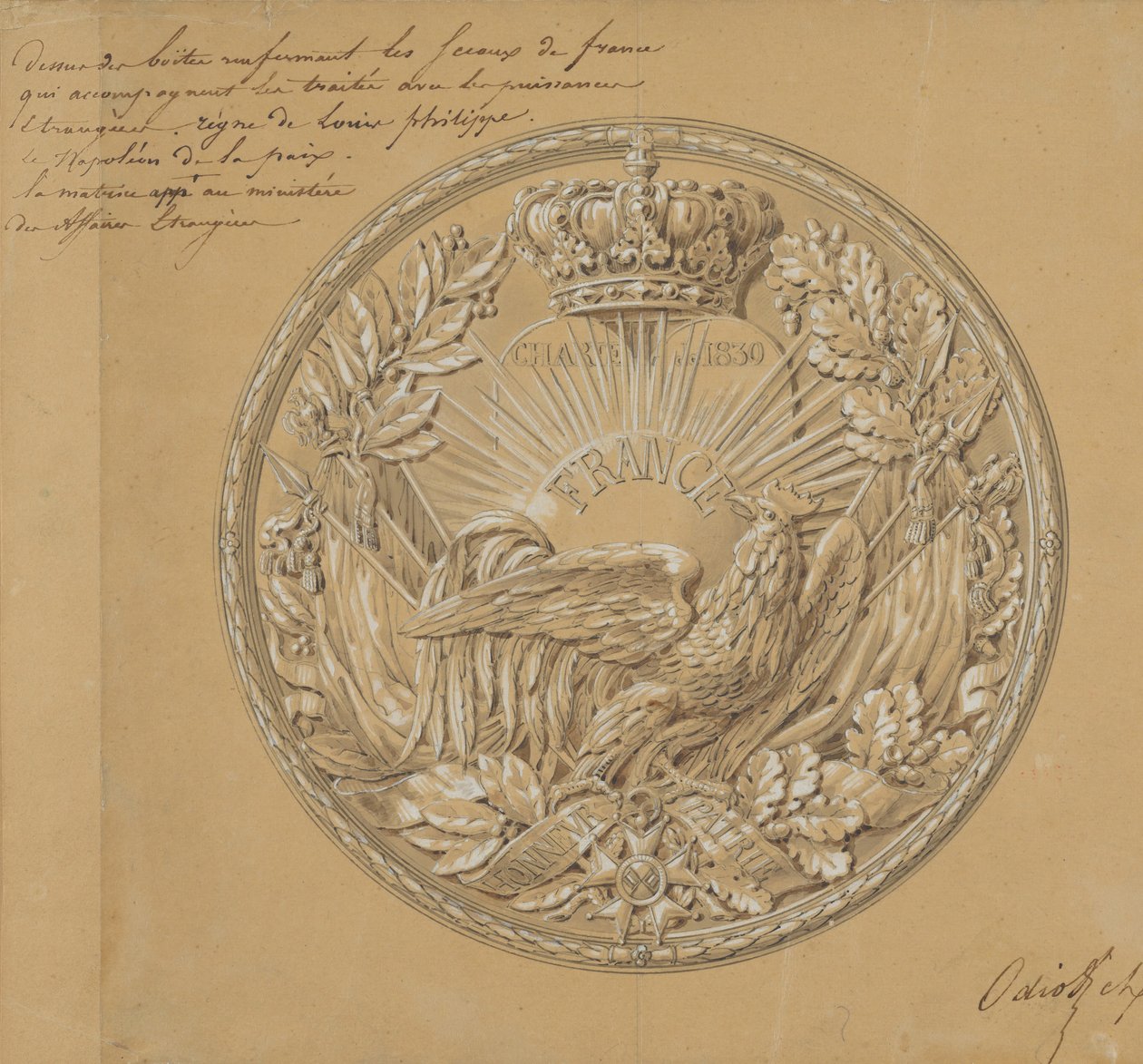 Projekt Medalu Upamiętniającego Kartę z 1830, 1830. autorstwa Charles Nicolas Odiot