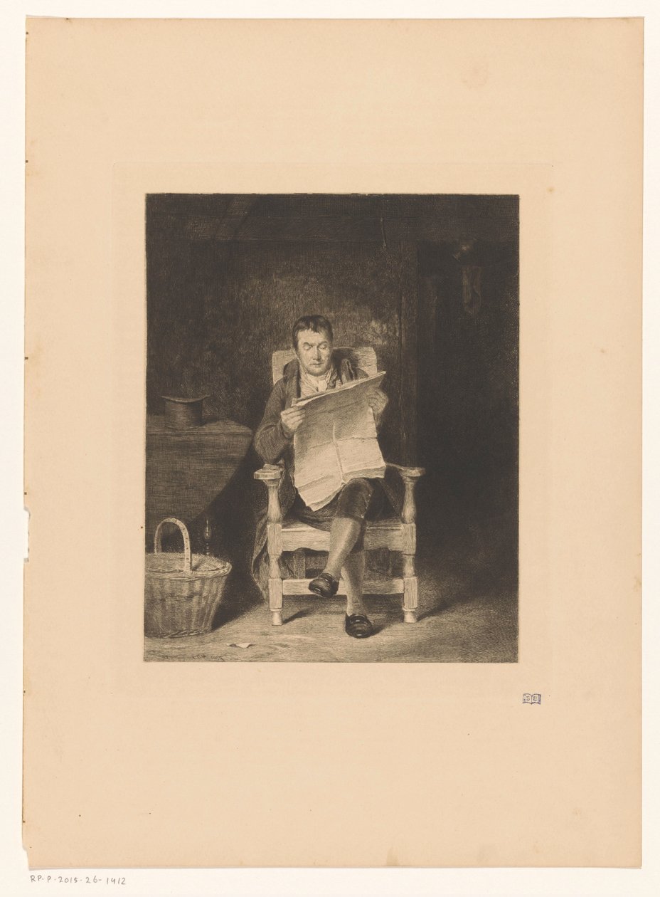 Mężczyzna czyta gazetę autorstwa Charles Oliver Murray
