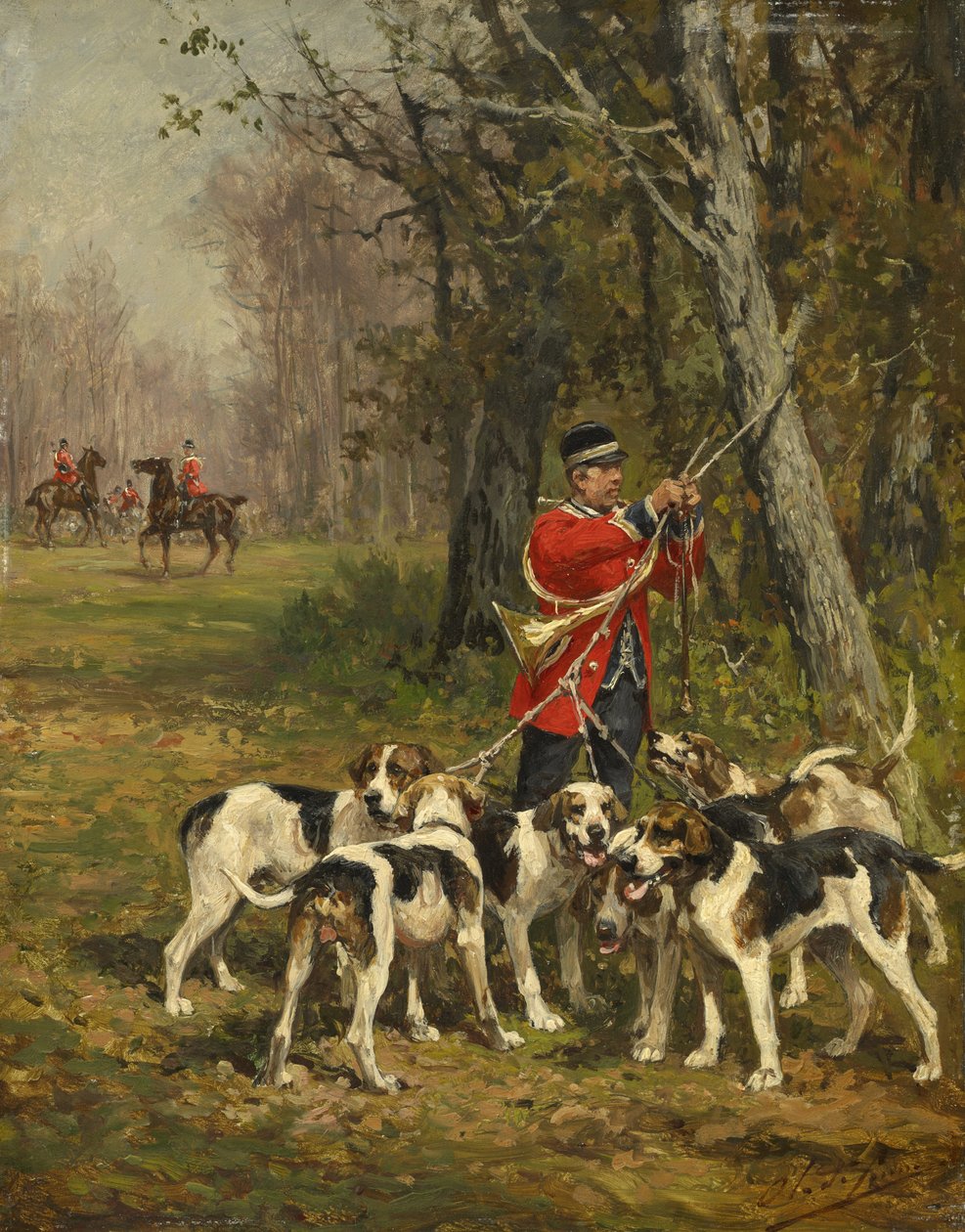 Ogary myśliwskie, ok. 1850-97 autorstwa Charles Oliver de Penne