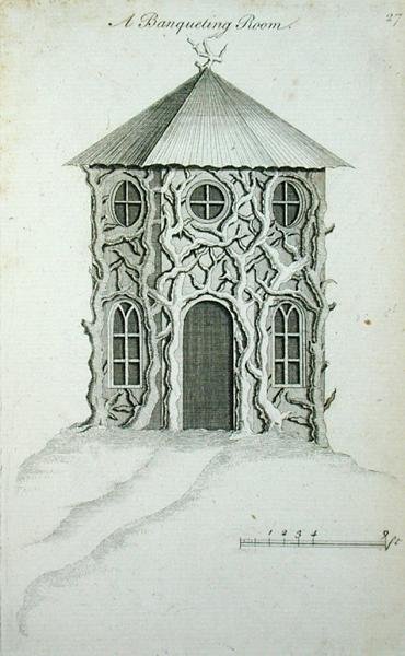 Sala bankietowa, z „Architektura ozdobna w gustach gotyckich, chińskich i nowożytnych”, wydana w 1758 r. (rycina) autorstwa Charles Over