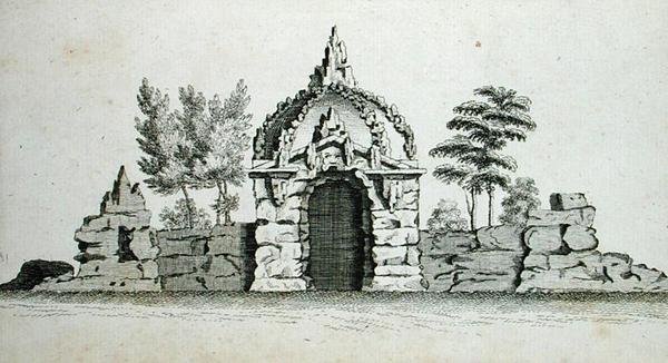 Grota, z „Architektura ozdobna w gotyckim, chińskim i współczesnym guście”, wydana w 1758 r. (rycina) autorstwa Charles Over