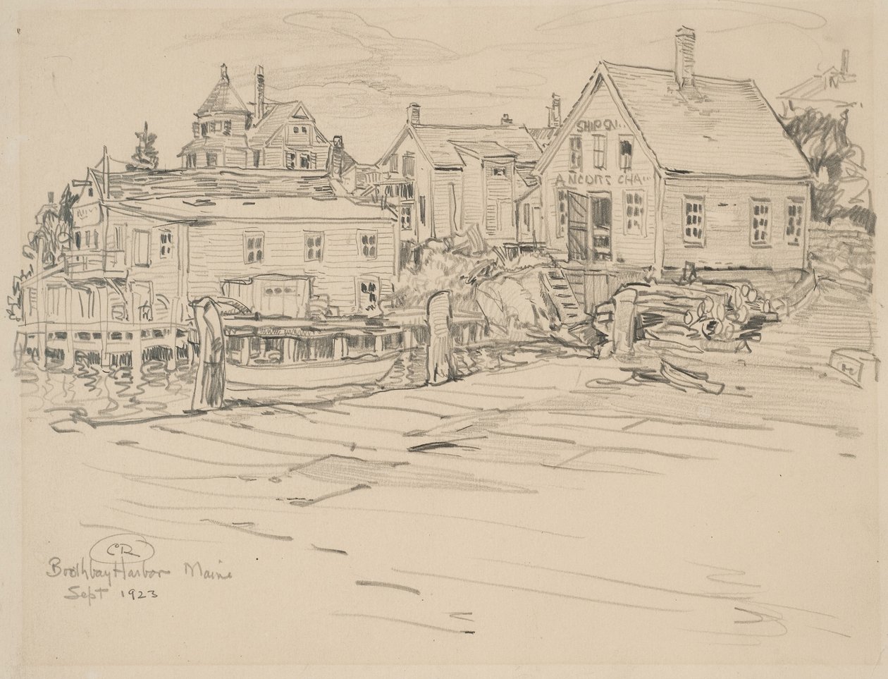 Port Boothbay, Maine, 1923 (grafit na papierze) autorstwa Charles P. Reiffel