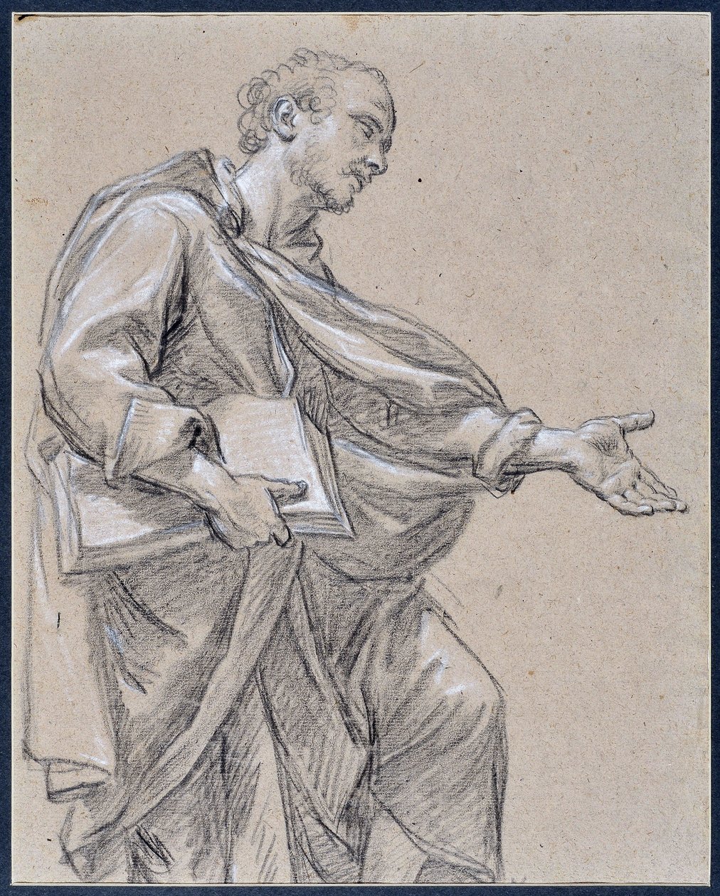 Drapowana figurka trzymająca książkę (rysunek) autorstwa Charles Parrocel