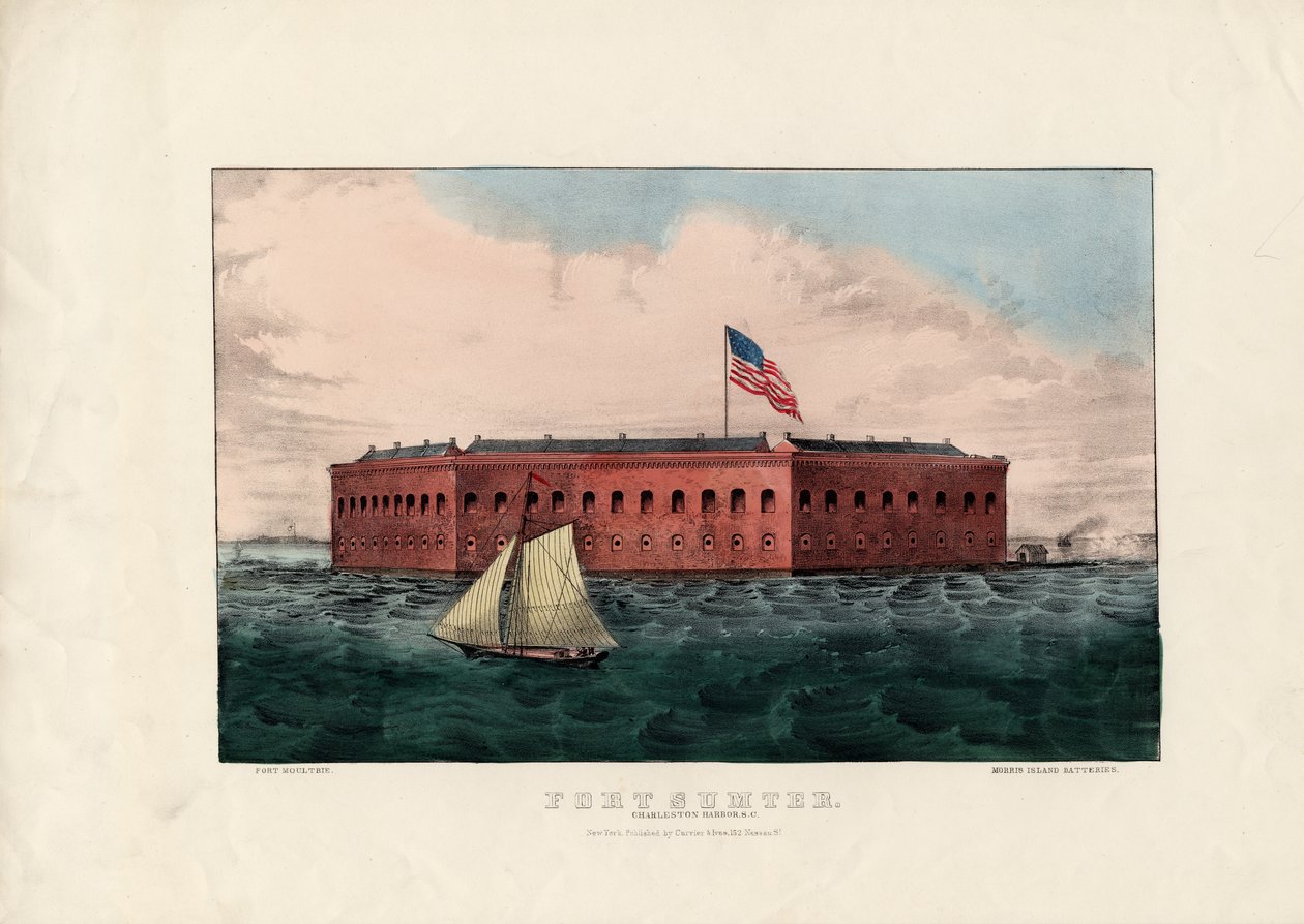 Fort Sumter: Port Charleston, Karolina Południowa, wyd. przez Currier und Ives, c.1861 autorstwa Charles Parsons
