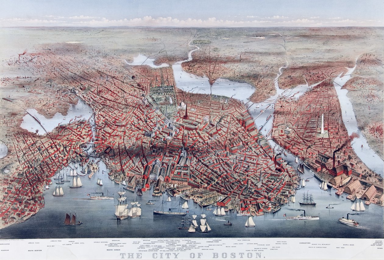 Miasto Boston, wyd. 1873 autorstwa Charles Parsons