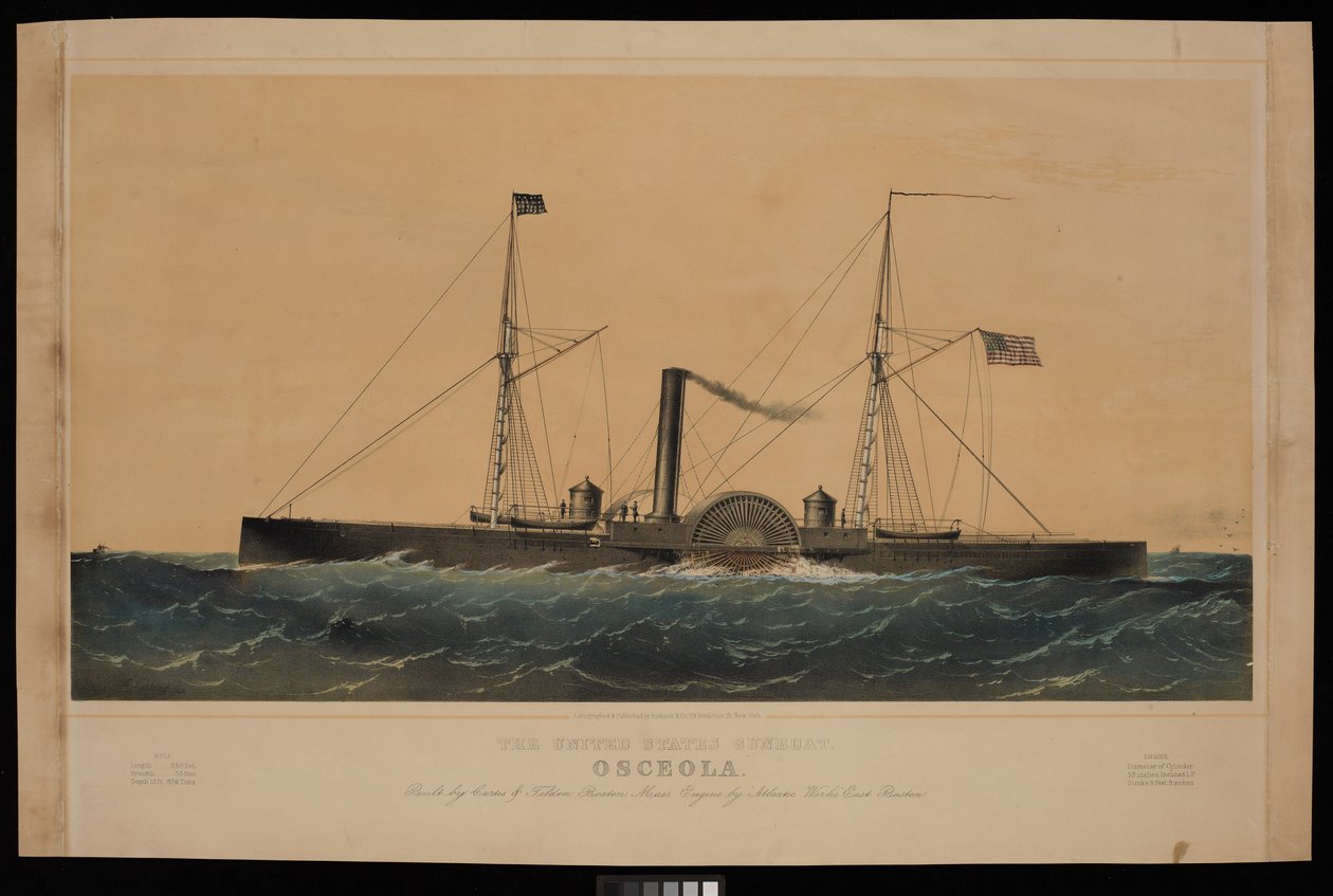 United States Gunboat Osceola... autorstwa Charles Parsons