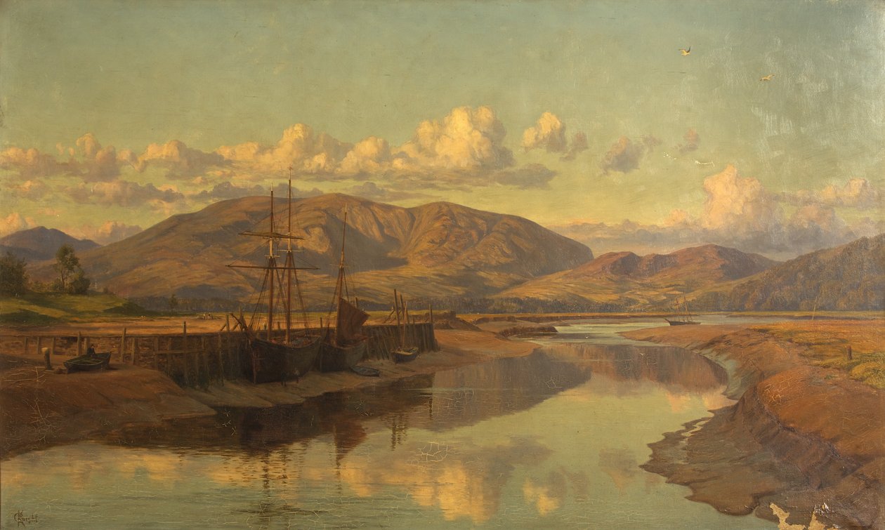 Stare Wigtown Quay i Cairnsmuir, ok.1890 (olej na płótnie) autorstwa Charles Parsons Knight