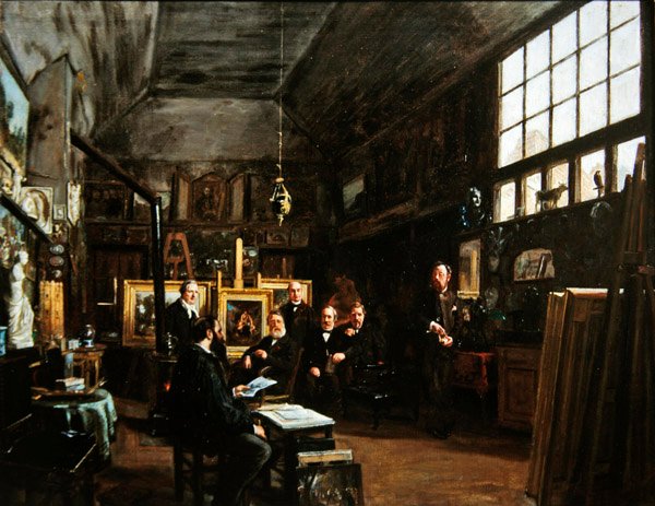 Posiedzenie zarządu Artezyjskiego Towarzystwa Przyjaciół Sztuk Pięknych, po 1874 r. autorstwa Charles Paul Etienne Desavary