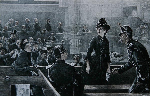 Po uniewinnieniu, ryty przez Micheleta, z „Le Monde Judiciaire” w „Paris Illustre” autorstwa Charles Paul Renouard