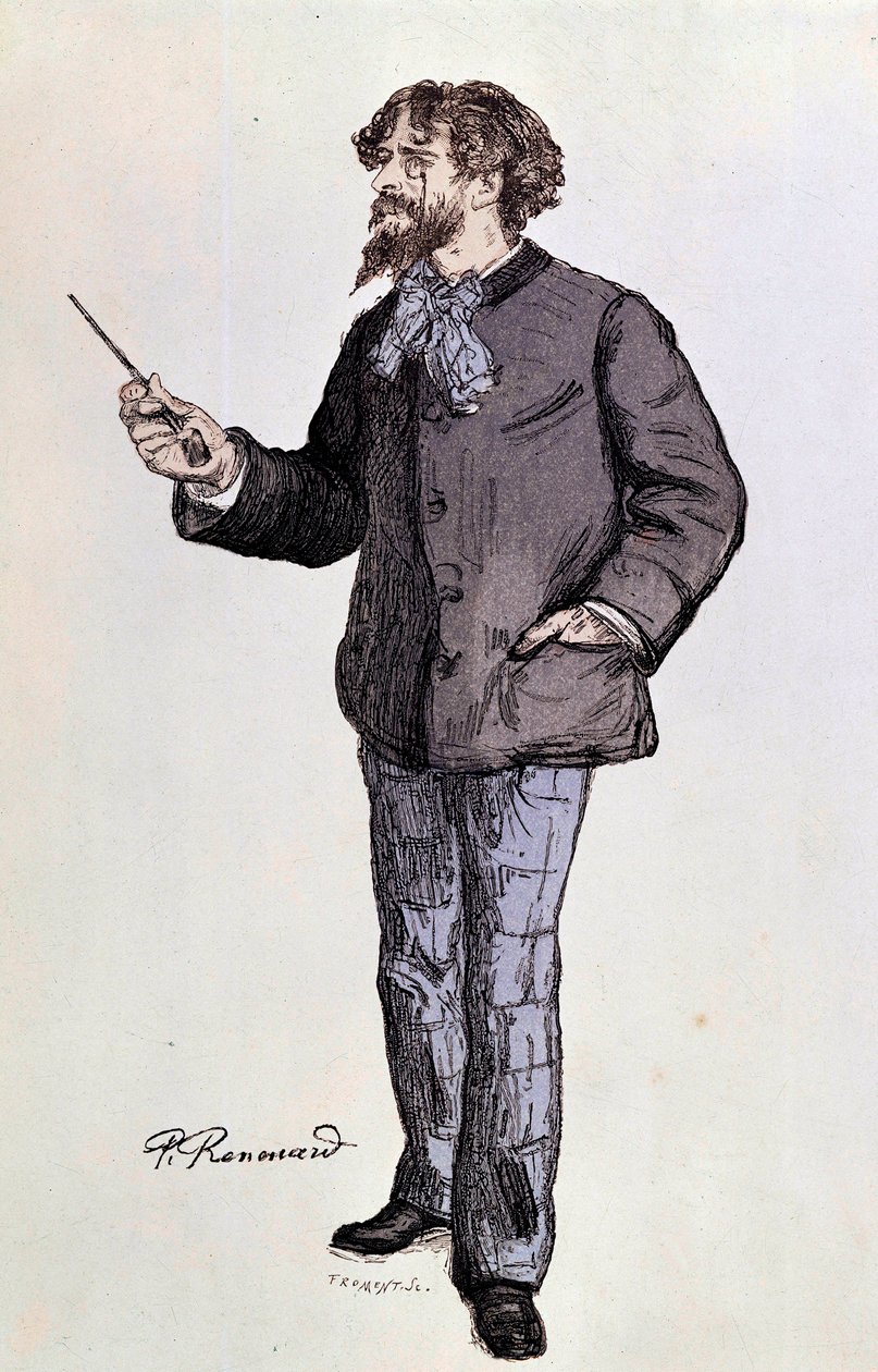 Portret pisarza Alphonse Daudet (1840-1897) Ilustracja Paula Renouarda XIX wiek Kolekcja prywatna autorstwa Charles Paul Renouard