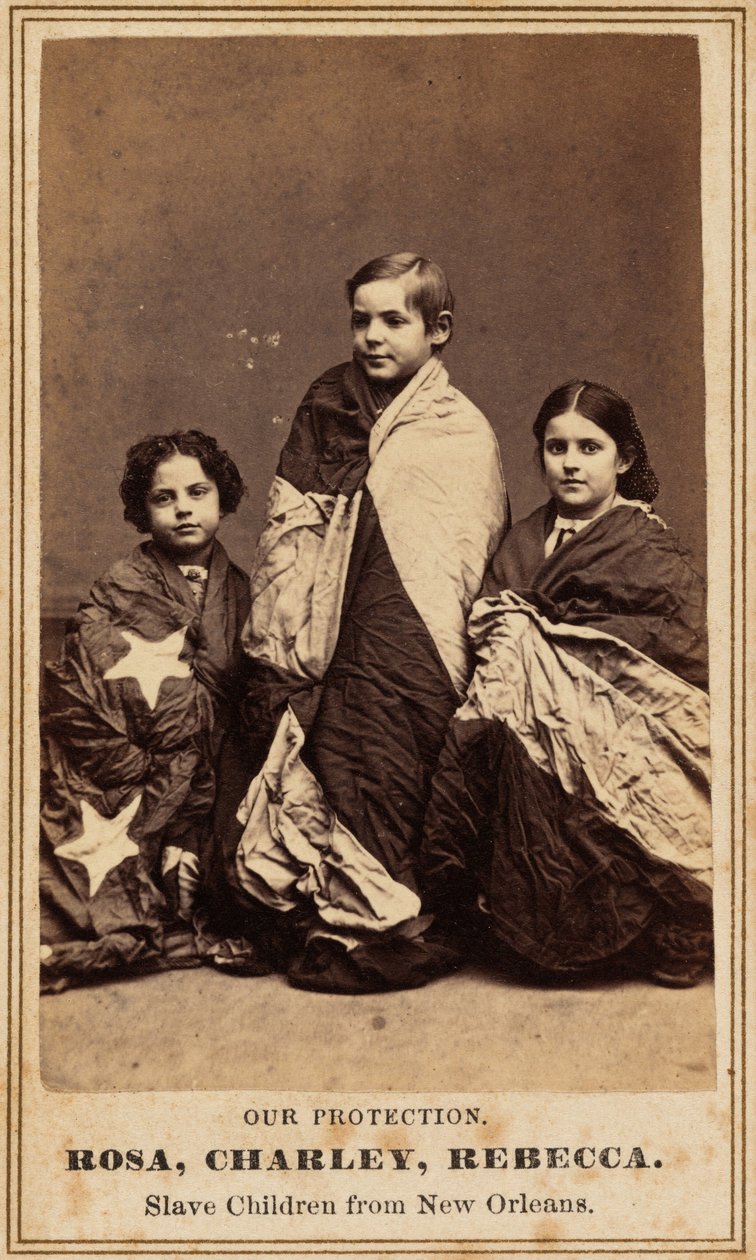 Nasza ochrona. Rosa, Charley, Rebecca. Niewolnicze dzieci z Nowego Orleanu, 1864 (zdjęcie) autorstwa Charles Paxson