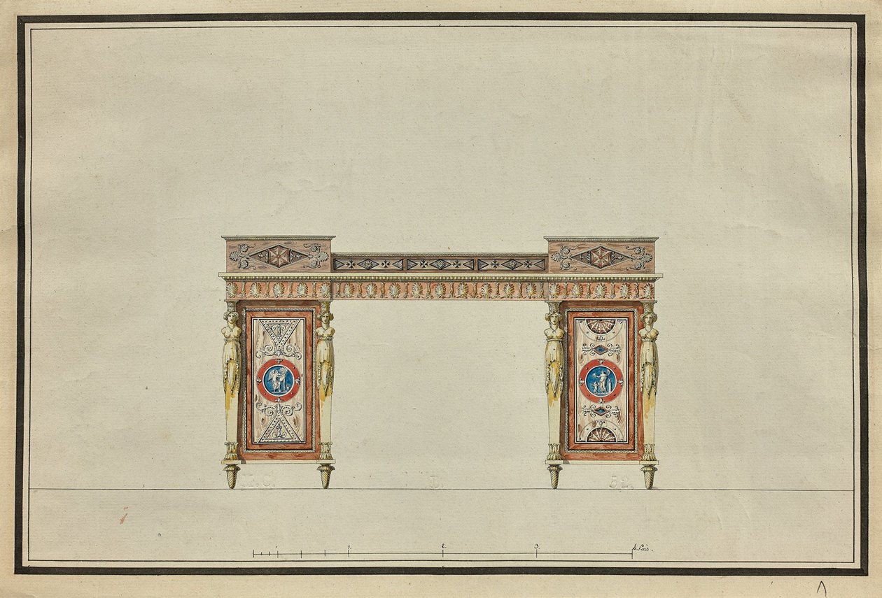 Projekt biurka, ok. 1800. autorstwa Charles Percier