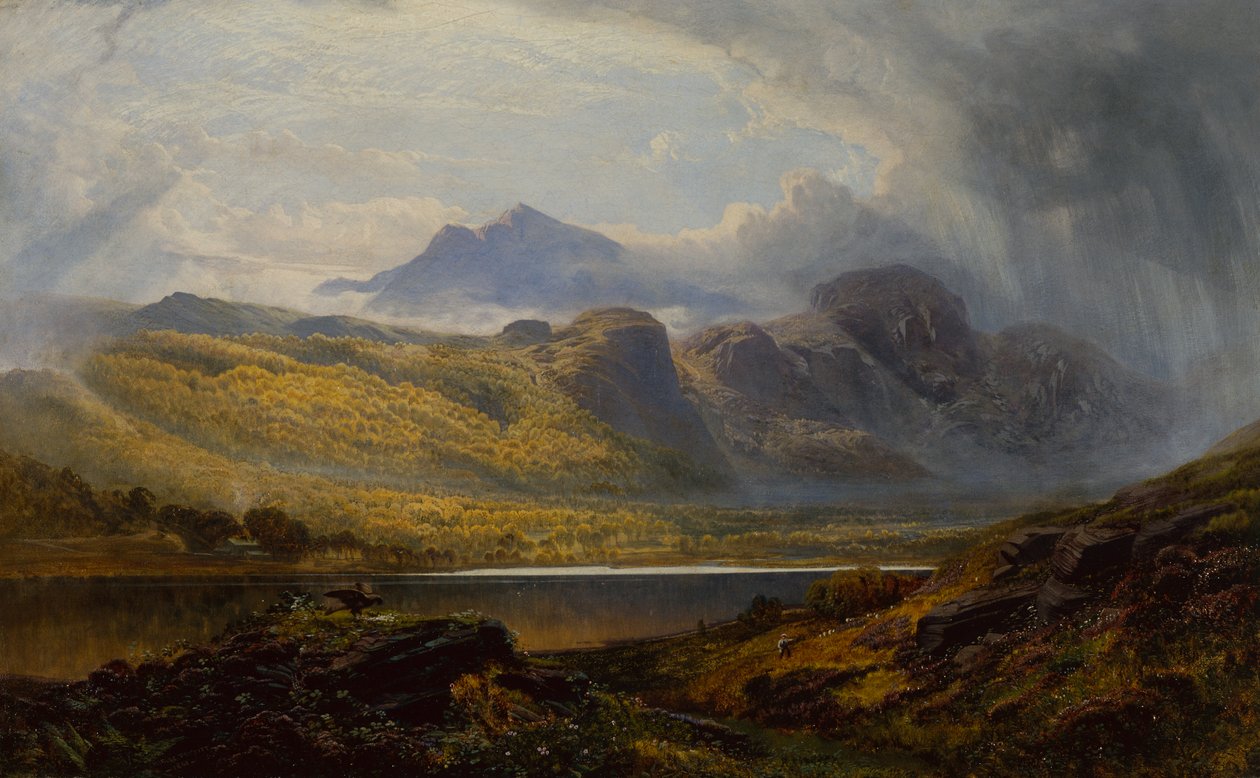 Llyn Crafnant, Moel Siabed w oddali, Północna Walia autorstwa Charles Pettitt