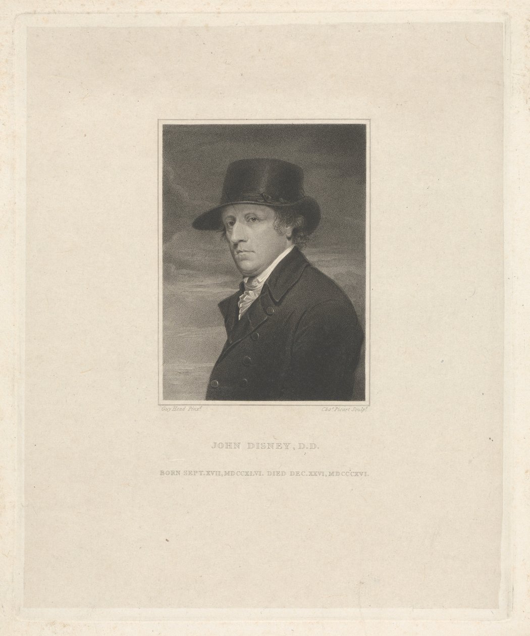 John Disney D.D., urodzony 17 września 1746, zmarł 26 grudnia 1816 autorstwa Charles Picart