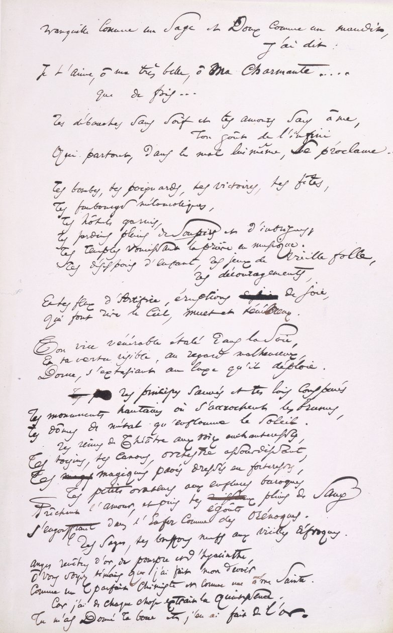 Projekt przedmowy do 2. edycji „Les Fleurs du Mal” (pióro i tusz na papierze) autorstwa Charles Pierre Baudelaire