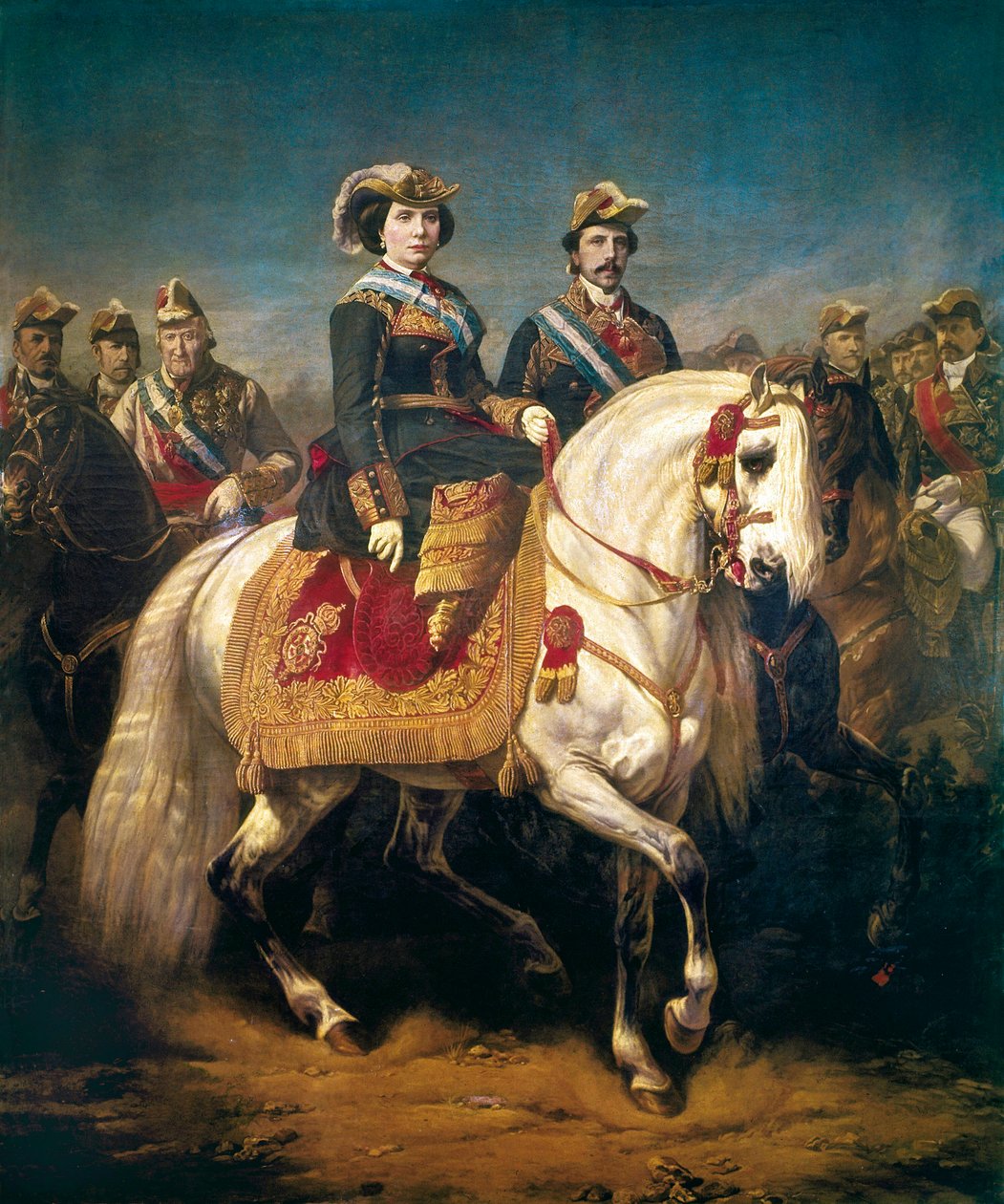 Recenzje parady wojskowej królów Izabeli II z Hiszpanii autorstwa Charles Porion