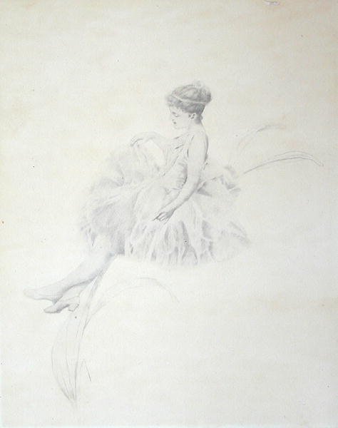 Wróżka na lilii (silverpoint) autorstwa Charles Prosper Sainton