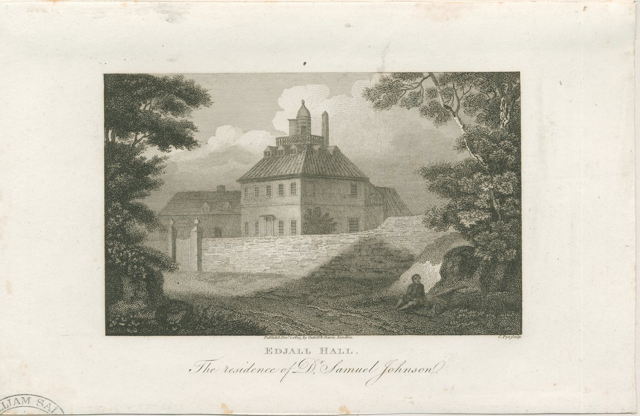 Lichfield - Edial Hall: grawerowanie, bd [c 1805] (druk) autorstwa Charles Pye