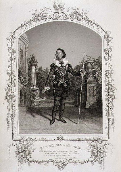 Pan W. Davidge jako Malvolio, akt III, scena 4 „Nocy Trzech Króli”, z dagerotypu autorstwa Meade Brothers of New York, wyd. autor: John Tallis & Co. (lito) autorstwa Charles R. and Henry W. Meade