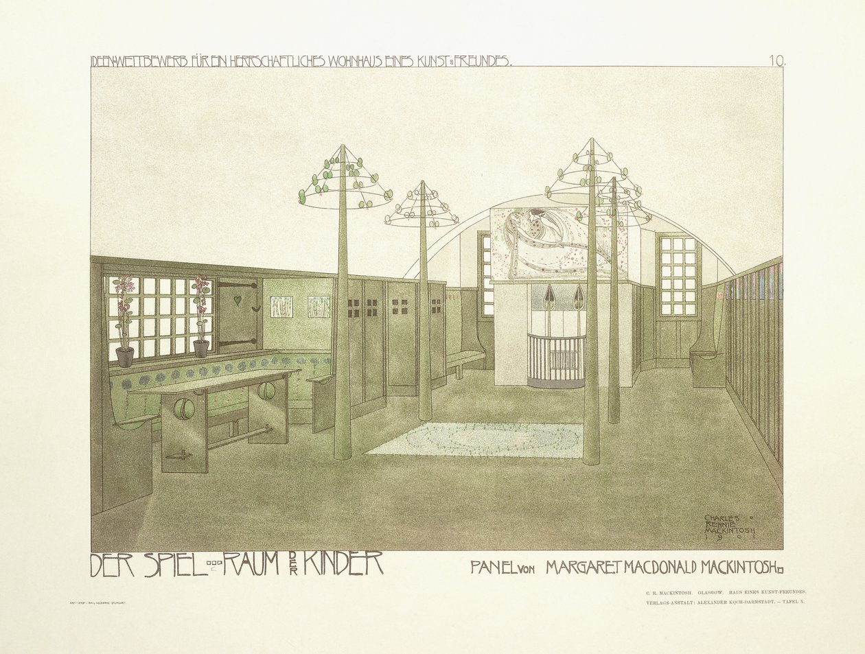 Przedszkole, ok. 1901 (litografia kolorowa) autorstwa Charles Rennie (after) Mackintosh