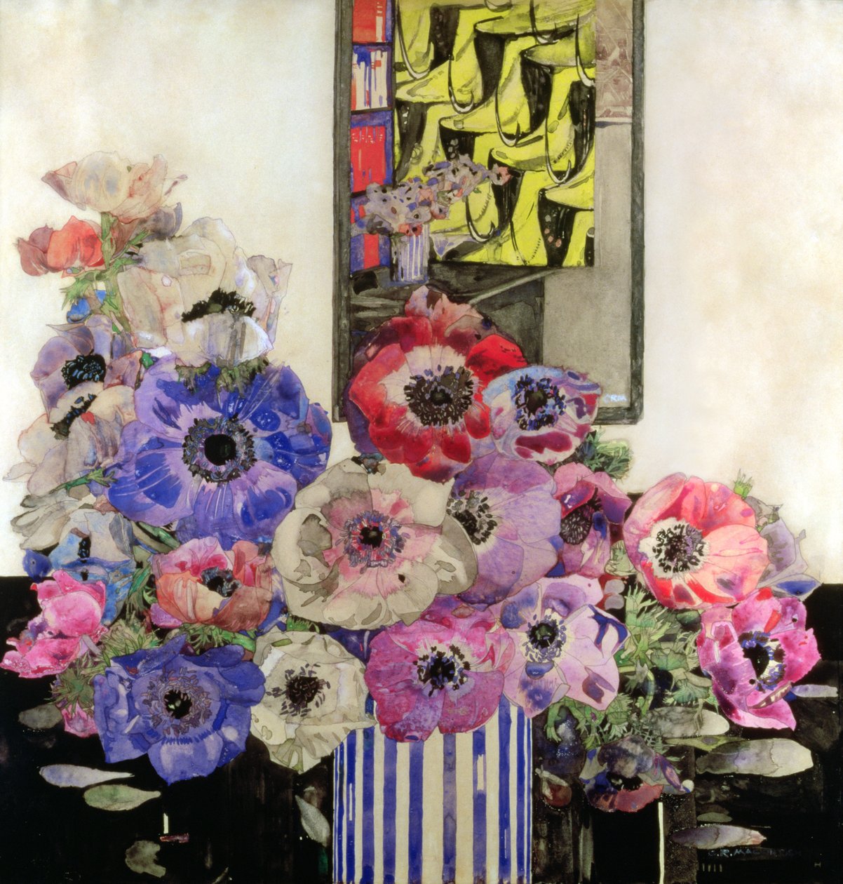 Zawilce, ok. 1915-16 (toaleta i ołówek na papierze) autorstwa Charles Rennie Mackintosh