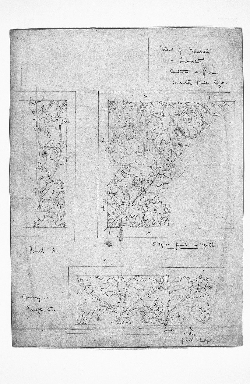 Anioł, detal na ścianie, 1891 (mycie ołówkiem i akwarelą na papierze) autorstwa Charles Rennie Mackintosh