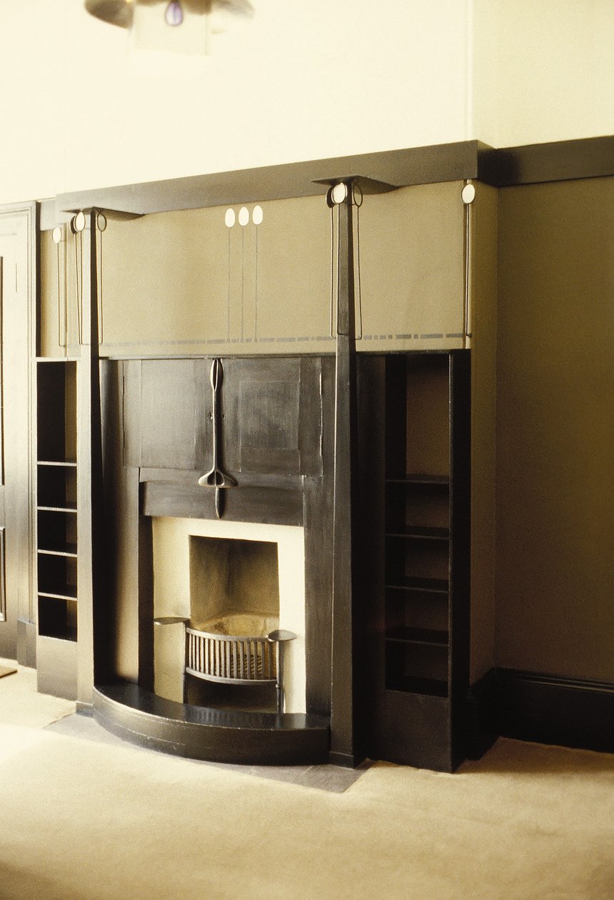 Kominek malowany na czarno, ok. 1914-c.1928 (drewno, metal) autorstwa Charles Rennie Mackintosh
