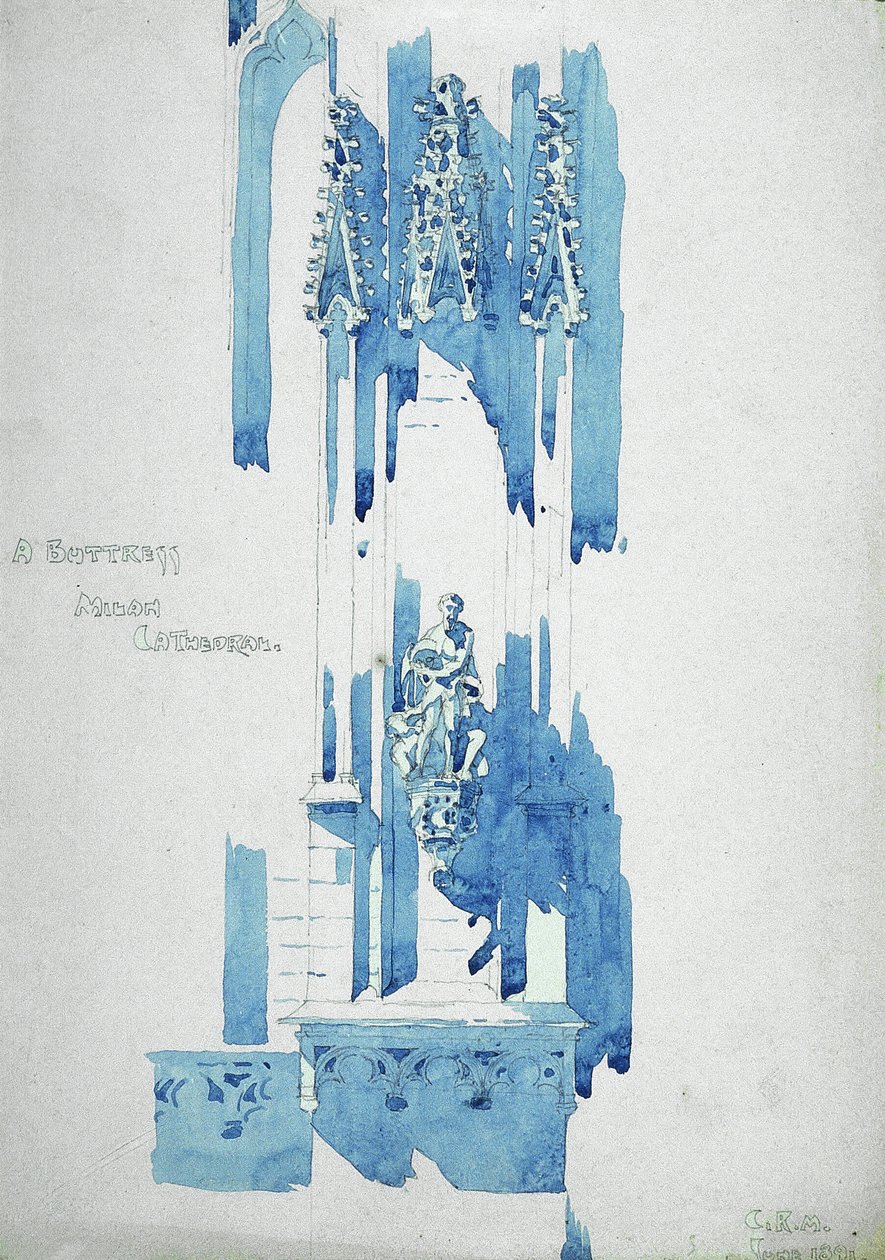Przypora, Katedra w Mediolanie, 1891 (ołówek i akwarela na papierze) autorstwa Charles Rennie Mackintosh