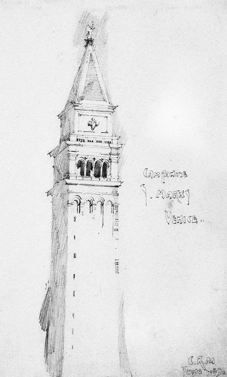Campanile, S. Marks, Wenecja, 1891 autorstwa Charles Rennie Mackintosh
