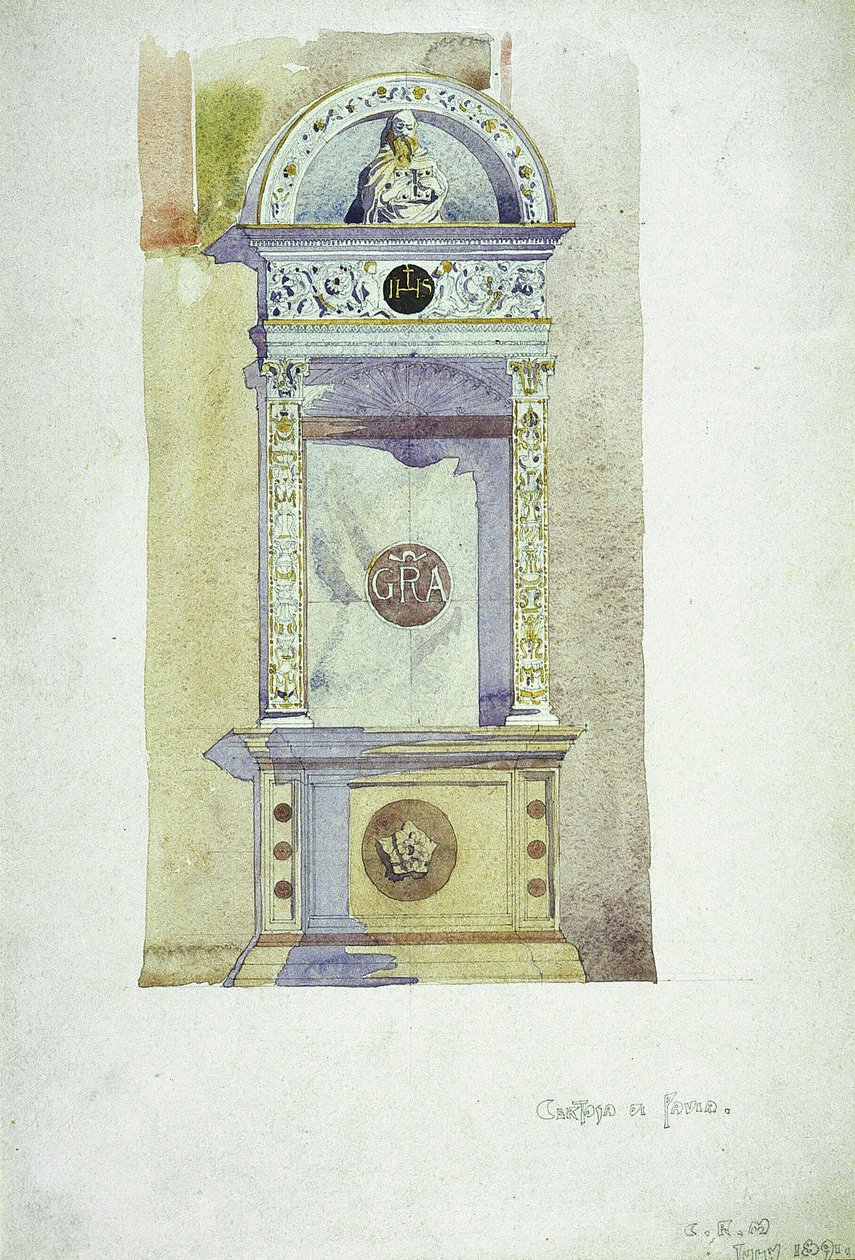 Certosa di Pavia, Memoriał, 1891 (akwarela na papierze) autorstwa Charles Rennie Mackintosh