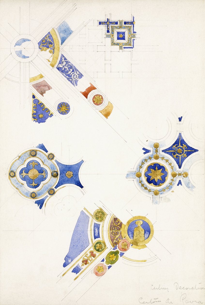 Certosa di Pavia, studia dekoracji stropu, 1891 autorstwa Charles Rennie Mackintosh