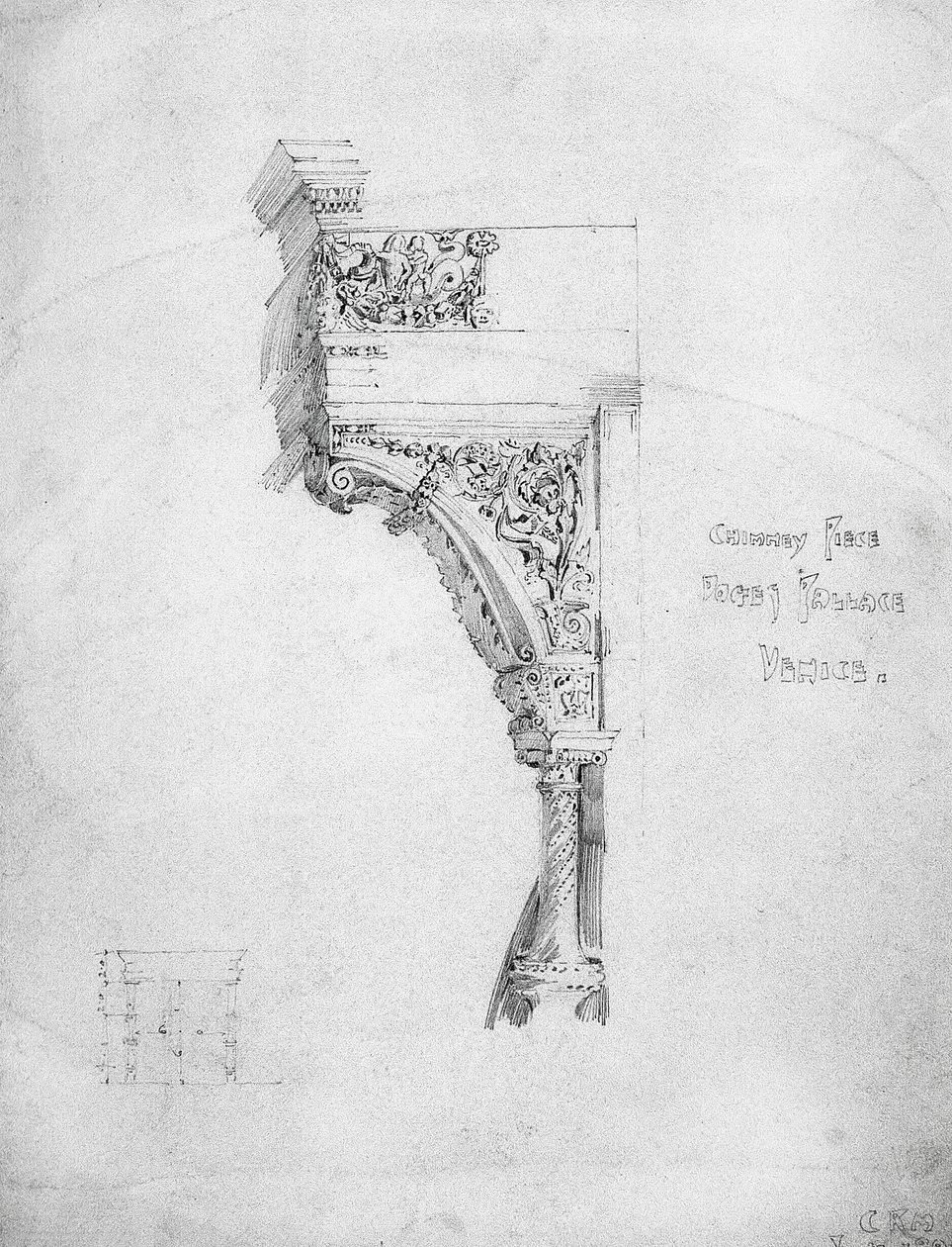 Kawałek komina, Pałac Dożów, Wenecja, 1891 autorstwa Charles Rennie Mackintosh