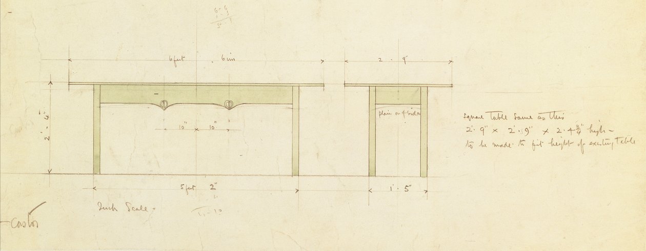 Projekt stołu do jadalni i małego stołu (akwarela) autorstwa Charles Rennie Mackintosh