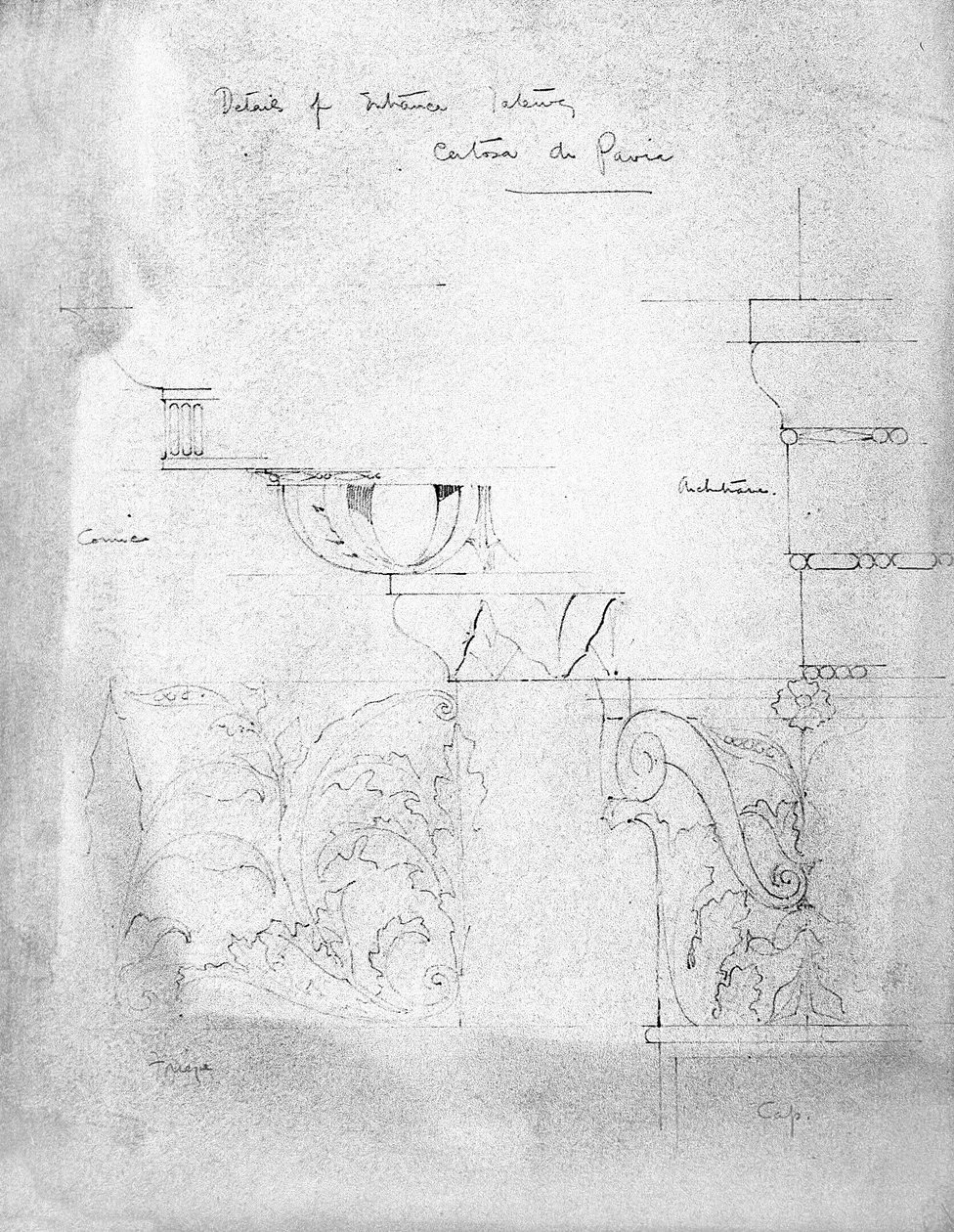 Szczegóły dotyczące bramy wejściowej, Certosa di Pavia, 1891 autorstwa Charles Rennie Mackintosh