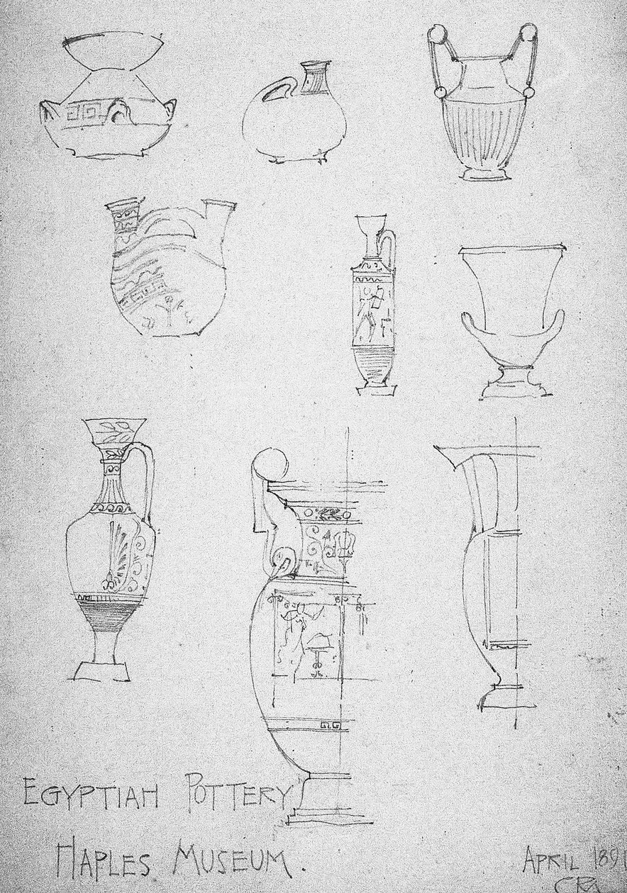 Ceramika Egipska, Muzeum Neapolu, 1891 autorstwa Charles Rennie Mackintosh