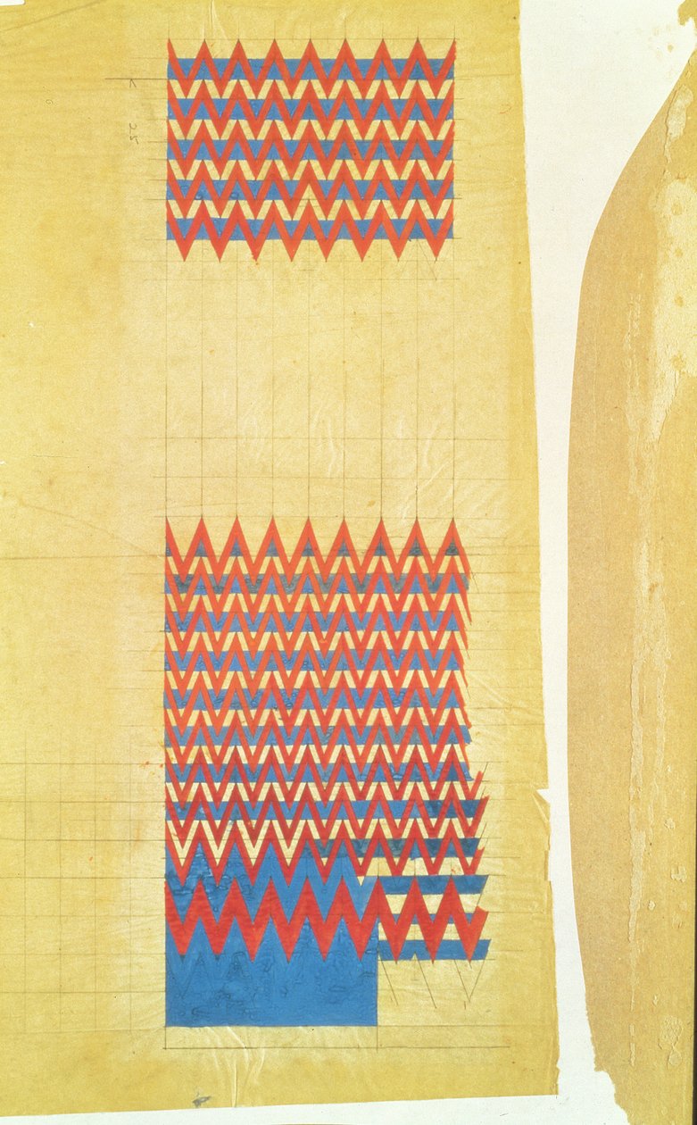 Projekt tkaniny, 1916 (ołówek i kolor ciała na olejowanej kalce kreślarskiej) autorstwa Charles Rennie Mackintosh