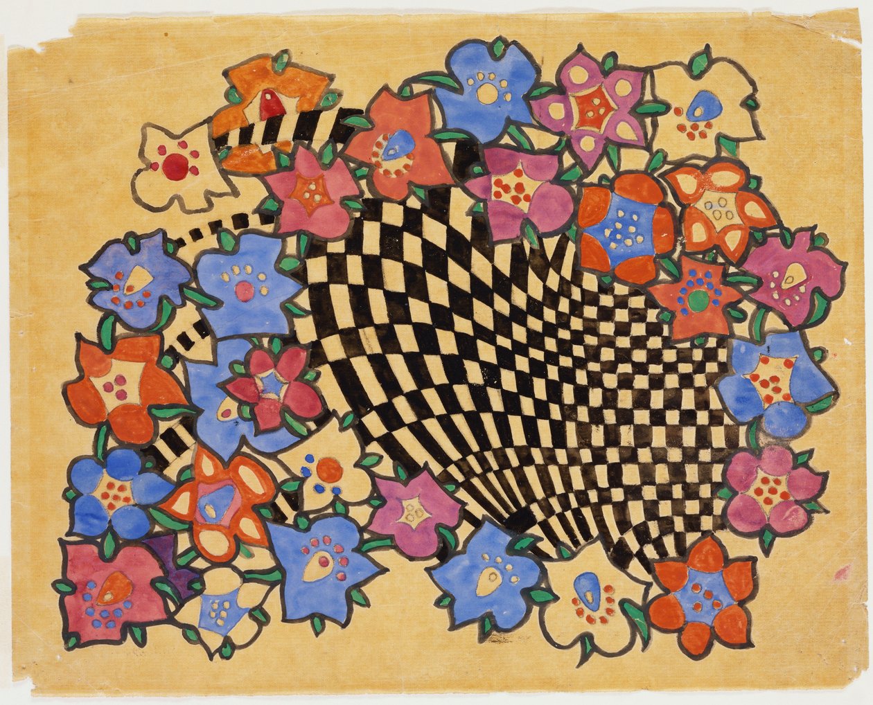Wzór tkaniny w kwiaty i kratkę, ok. 1916 autorstwa Charles Rennie Mackintosh