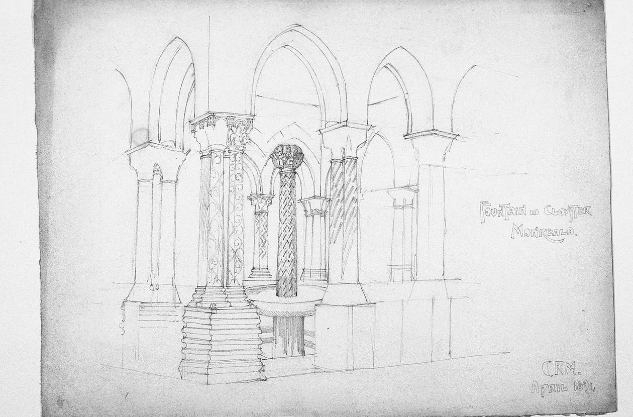 Fontanna w klasztorze, Monreale, 1891 autorstwa Charles Rennie Mackintosh