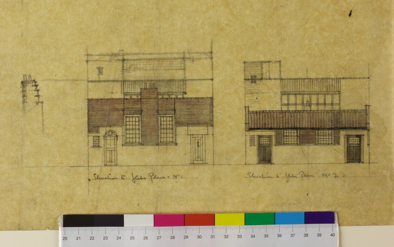 Harold Squire Studio: elewacje, elewacja alternatywna do Glebe Place autorstwa Charles Rennie Mackintosh