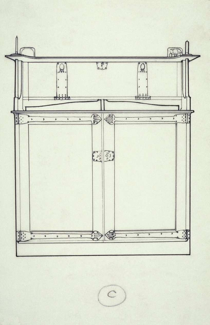 Rysowanie linii mebli (szafy), ok. 1910 (tusz na papierze) autorstwa Charles Rennie Mackintosh