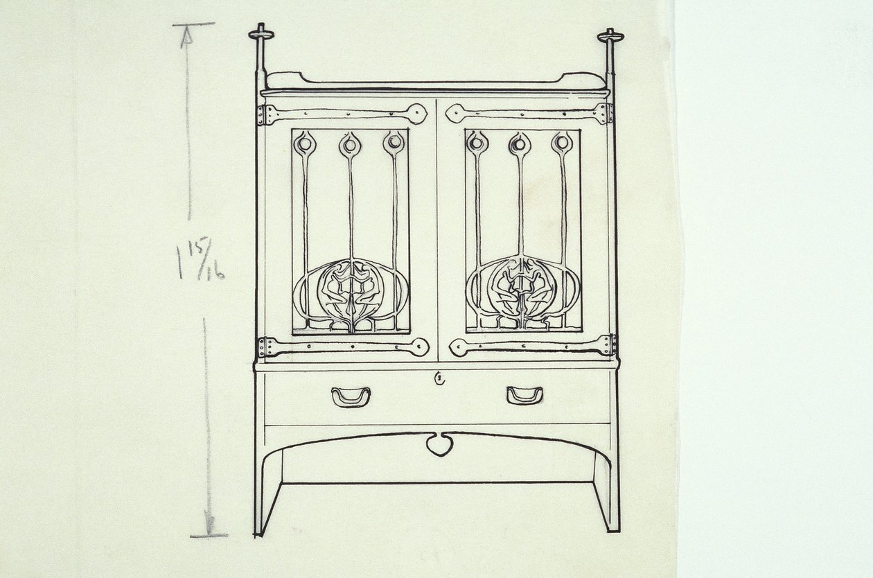 Rysowanie linii mebli (toaletka), ok. 1910 (tusz na papierze) autorstwa Charles Rennie Mackintosh