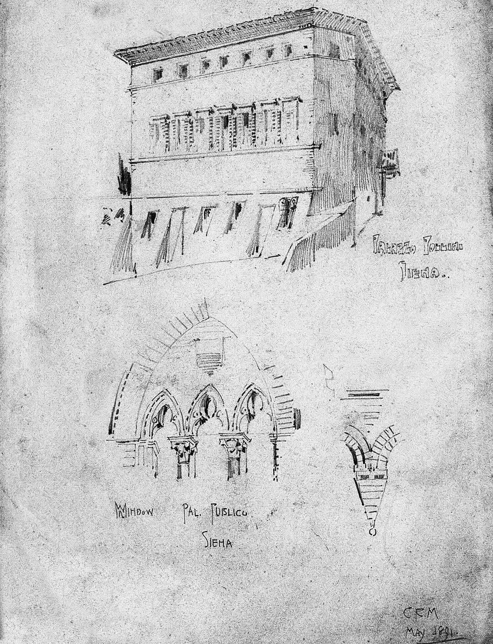 Palazzo Pollini i okno w Palazzo Pubblico, Siena, 1891 autorstwa Charles Rennie Mackintosh