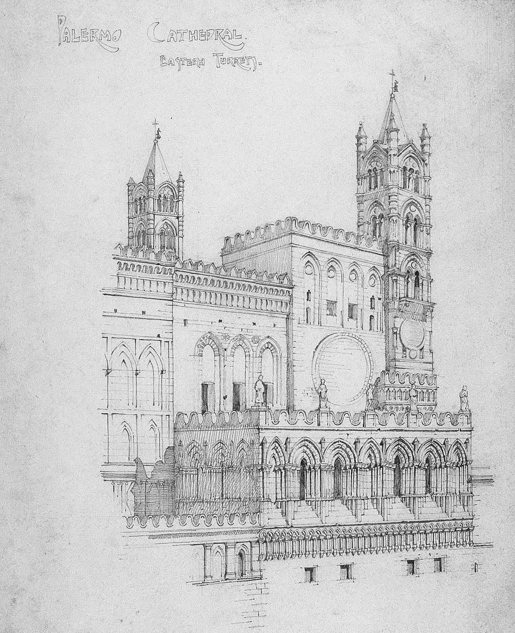 Katedra w Palermo, wschodnie wieżyczki, 1891 autorstwa Charles Rennie Mackintosh