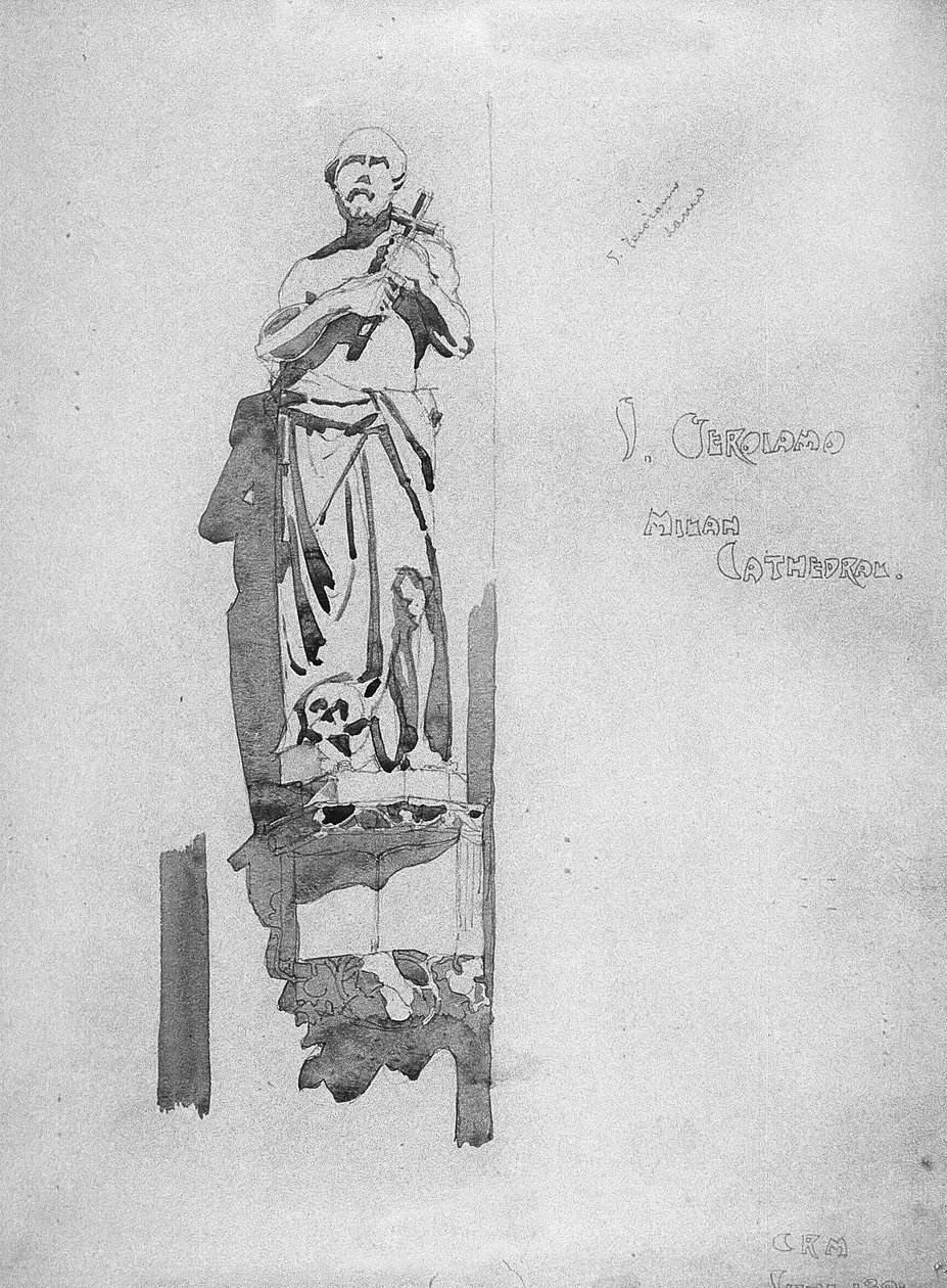 Św. Hieronim, 1891 (ołówek i akwarela na papierze) autorstwa Charles Rennie Mackintosh