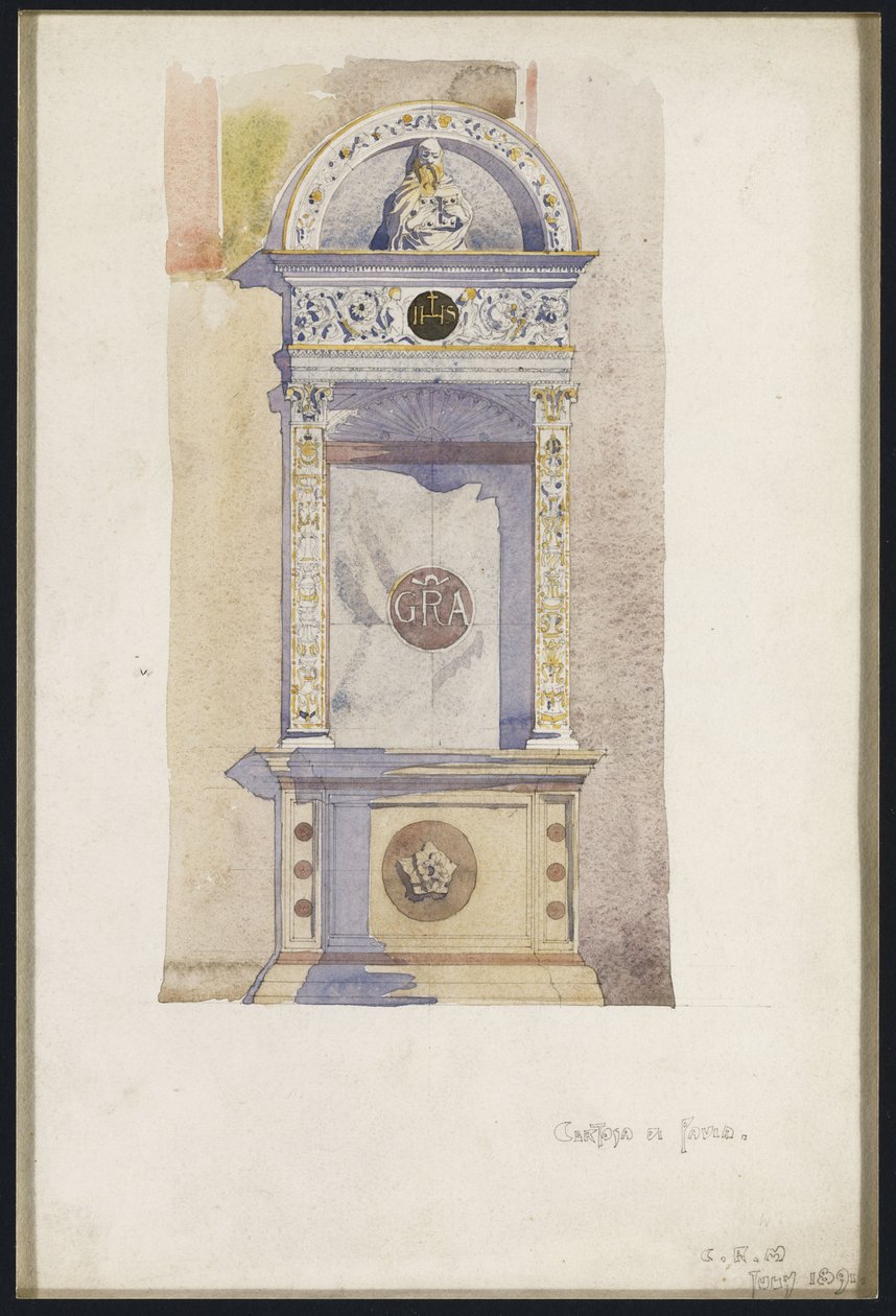 Studium ołtarza jezuickiego, Certosa di Pavia, 1891 autorstwa Charles Rennie Mackintosh