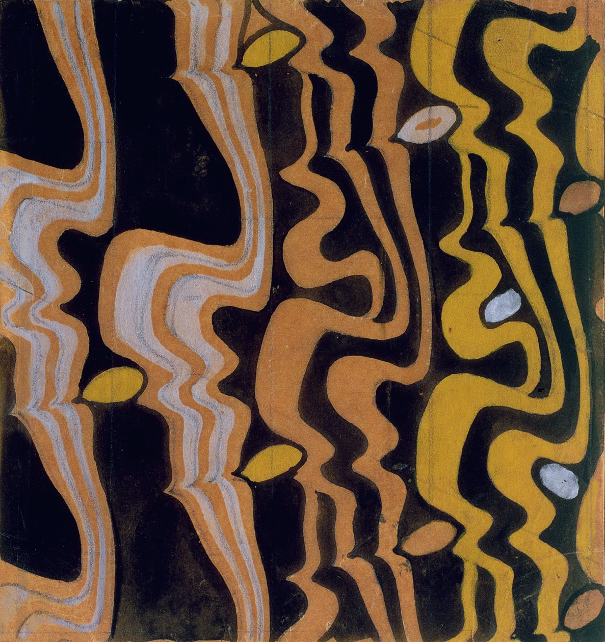 Projekt tekstyliów (toaleta i ołówek na brązowym papierze) autorstwa Charles Rennie Mackintosh