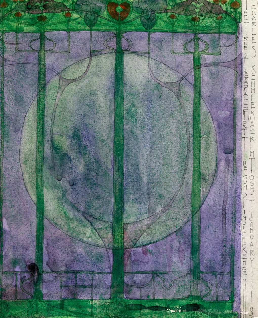 Drzewo osobistego wysiłku, Charles Rennie Mackintosh (1868-1928), ołówek i akwarela na papierze, 32x25 cm autorstwa Charles Rennie Mackintosh